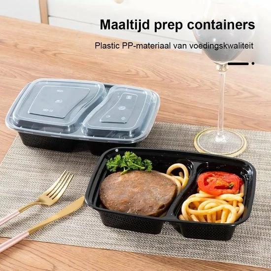 Deliqart Meal Prep Bakjes - 10 Stuks - 2 Compartimenten - Vershoudbakjes - Meal Prep - 1L - Magnetron Bakjes Met Deksel - Vershouddoos 6 Deliqart Meal Prep Bakjes - 10 Stuks - 2 Compartimenten - Vershoudbakjes - Meal Prep - 1L - Magnetron Bakjes Met Deksel - Vershouddoos - Afbeelding 4
