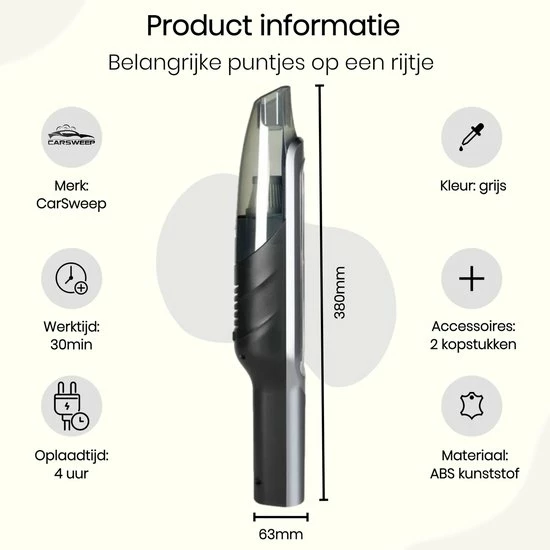 CarSweep™ + CarPaste Blauw - Auto Schoonmaakpakket- Oplaadbare Autostofzuiger - Auto Interieur Reiniger - Kruimeldief - 7 CarSweep™ + CarPaste Blauw - Auto Schoonmaakpakket- Oplaadbare Autostofzuiger - Auto Interieur Reiniger - Kruimeldief - - Afbeelding 5