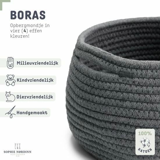 Sophie Nørdinn Mand Van Sophie Nordinn® - Opbergmand Boras (Donkergrijs) - Mandjes Opbergen - Milieuvriendelijk Manden - Katoen 4 Sophie Nørdinn Mand Van Sophie Nordinn® - Opbergmand Boras (Donkergrijs) - Mandjes Opbergen - Milieuvriendelijk Manden - Katoen - Afbeelding 2