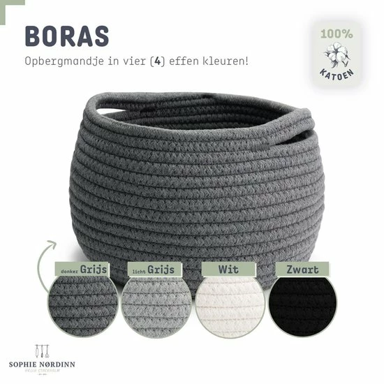 Sophie Nørdinn Mand Van Sophie Nordinn® - Opbergmand Boras (Donkergrijs) - Mandjes Opbergen - Milieuvriendelijk Manden - Katoen 6 Sophie Nørdinn Mand Van Sophie Nordinn® - Opbergmand Boras (Donkergrijs) - Mandjes Opbergen - Milieuvriendelijk Manden - Katoen - Afbeelding 4