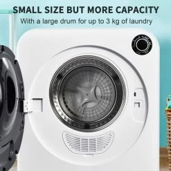 YJZQ Geventileerde Droger Wasdroger -roestvrijstalen Droger 3 Kg -830 W Wit Drievoudig Filter -5 Programma's Wit Oververhittingsbeveiliging-Wandmontage-Energieklasse C -Lesser & Pavey-winkel 550x550 31