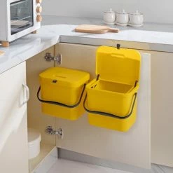 Homra Wall-up Prullenbak – Inbouwprullenbak 8L Inhoud – GFT Bakje - Werkblad Afvalemmer - Geel -Lesser & Pavey-winkel 550x550 316