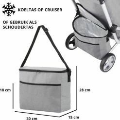 ShoppingCruiser® 3-Wheel Boodschappentrolley - Boodschappenwagen Met Koeltas - Afneembare Boodschappentas - Waterafstotend - Grijs -Lesser & Pavey-winkel 550x550 324