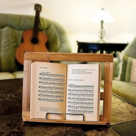 Relaxdays Kookboekstandaard - Bamboe Hout - 32 X 24 Cm 7 Relaxdays Kookboekstandaard - Bamboe Hout - 32 X 24 Cm - Afbeelding 5