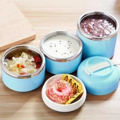 Evolize Bento Lunchbox In Japanse Stijl - Bento Lunch Box - 6 Compartimenten - Lekvrij - BPA-vrij - Milieuvriendelijk RVS - 1650ml - Blauw -Lesser & Pavey-winkel 550x550 329