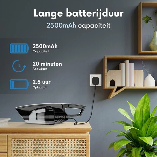 ROOMWARE® Pro Kruimeldief Snoerloos 11.000 Pa – Draadloze Stofzuiger - Handstofzuiger & Kruimelzuiger – HEPA Filter 9 ROOMWARE® Pro Kruimeldief Snoerloos 11.000 Pa – Draadloze Stofzuiger - Handstofzuiger & Kruimelzuiger – HEPA Filter - Afbeelding 7