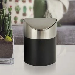 Multi Media Group Tafel Prullenbak - RVS - Zwart - 17x12cm - Afvalbakje Aanrecht - Met Deksel -Lesser & Pavey-winkel 550x550 358