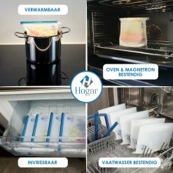 Vershoudzakjes Van Hogar - Siliconen Vershoudzakken - Herbruikbaar Diepvrieszakjes - Meal Prep - Set Van 5 - BPA Vrij - Verwarmbaar - Invriesbaar - Vaatwasser Bestendig - Duurzaam -Lesser & Pavey-winkel 550x550 402