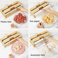 Vdrto - Keuken Foliedispenser Voor 2 Rollen Folie - Keuken Lade Organizer - Folie Snijder - Aluminiumfolie/Vershoudfolie/Keukenfolie Keuken Folie Dispenser Snijder Houder - Foliehouder - Ophangbaar - Bamboe -Lesser & Pavey-winkel 550x550 415