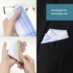 JEMIDI Dames- En Herenzakdoeken 100% Katoen - 28,5 X 28,5 Cm - Combinatie Van Wit Met Groen, Roze Of Blauw - Set Van 12 - Herbruikbare Zakdoeken -Lesser & Pavey-winkel 550x550 426