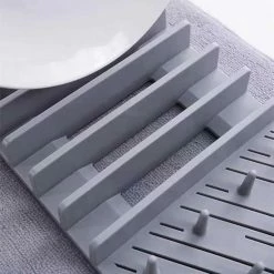 Buxibo 2-in-1 Siliconen Afdruiprek Met Microvezel Droogmat - Opvouwbare Droogmat - Antraciet -Lesser & Pavey-winkel 550x550 434