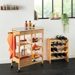 Wooners Keukentrolley Bamboe Op Wielen - Keukenwagen - Houten Serveerwagen Met Metalen Bovenblad - 37 X 73.5 X 86 Cm -Lesser & Pavey-winkel 550x550 492