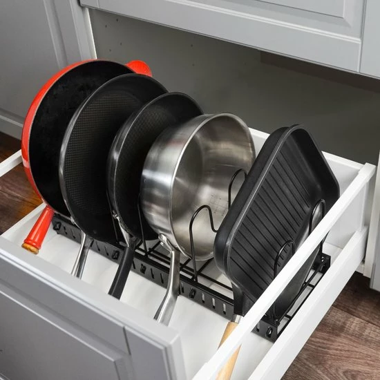 Maklik Telescopische Organizer Voor Pannen - 8 Vakken - 30-57cm Verstelbaar Legbord Voor Lade 9 Maklik Telescopische Organizer Voor Pannen - 8 Vakken - 30-57cm Verstelbaar Legbord Voor Lade - Afbeelding 7