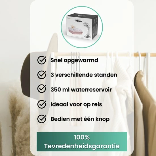 Vonia Kledingstomer – Handstomer Voor Kleding, Textiel En Stof – 350ML -Wit/Grijs 4 Vonia Kledingstomer – Handstomer Voor Kleding, Textiel En Stof – 350ML -Wit/Grijs - Afbeelding 2