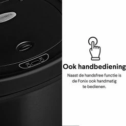 Sensor Prullenbak Zwart 40 Liter - Automatische Soft Close Deksel - 40L Design Afvalemmer Homra FONIX - Infrarood Sensor - Vuilnisbak Met Elektrische Deksel - Sensorbediening - Vingerafdrukvrij - Vuilafstotend - Zwarte Keuken En Kantoor Vuilbak -Lesser & Pavey-winkel 550x550 581