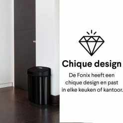 Sensor Prullenbak Zwart 40 Liter - Automatische Soft Close Deksel - 40L Design Afvalemmer Homra FONIX - Infrarood Sensor - Vuilnisbak Met Elektrische Deksel - Sensorbediening - Vingerafdrukvrij - Vuilafstotend - Zwarte Keuken En Kantoor Vuilbak -Lesser & Pavey-winkel 550x550 582