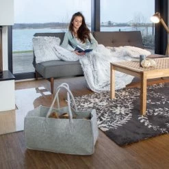 Relaxdays Houtmand Van Vilt - Haardhout Tas - Draagtas - Vilttas - Flexibel - Opbergmand - Antraciet -Lesser & Pavey-winkel 550x550 645