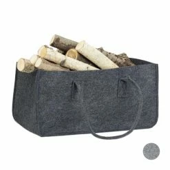 Relaxdays Houtmand Van Vilt - Haardhout Tas - Draagtas - Vilttas - Flexibel - Opbergmand - Antraciet -Lesser & Pavey-winkel 550x550 651