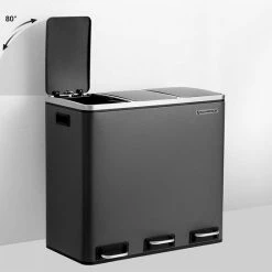 Segenn's Prullenbak - Vuilnisbak Voor De Keuken - Afvalscheidingssysteem - 3 X 18 L - Pedaalemmer Met 3 Vakken - Vuilnisbak - Soft Close - Met Voetpedalen - Binnenemmers Van Kunststof En Handgrepen - Zwart 13 Segenn's Prullenbak - Vuilnisbak Voor De Keuken - Afvalscheidingssysteem - 3 X 18 L - Pedaalemmer Met 3 Vakken - Vuilnisbak - Soft Close - Met Voetpedalen - Binnenemmers Van Kunststof En Handgrepen - Zwart -Lesser & Pavey-winkel 550x550 666
