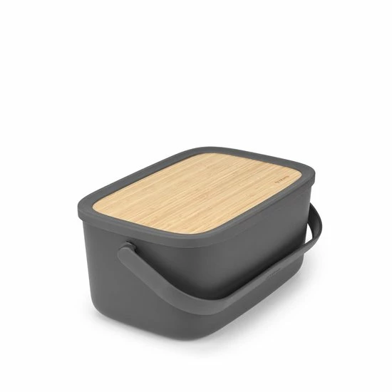 Brabantia Nic Broodtrommel - Met Bamboe Deksel - Dark Grey 5 Brabantia Nic Broodtrommel - Met Bamboe Deksel - Dark Grey - Afbeelding 3