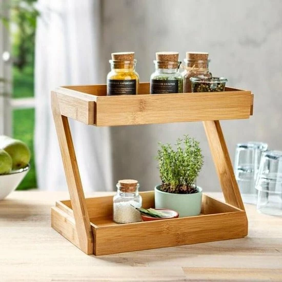 Merkloos Decopatent® 2 Laags Keuken Opbergrek - Staand Rek 2 Etages - Keukenrek - Bamboe Hout - Etagere Rek - Kruidenrek - Keuken Organizer 5 Merkloos Decopatent® 2 Laags Keuken Opbergrek - Staand Rek 2 Etages - Keukenrek - Bamboe Hout - Etagere Rek - Kruidenrek - Keuken Organizer - Afbeelding 3