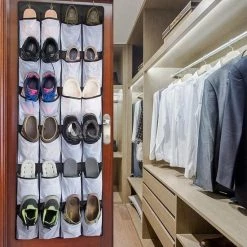 LOUZIR Handige Over De Deur Organisator- 24 Grote Mesh Zakken- Closet Shoe- Opbergzak