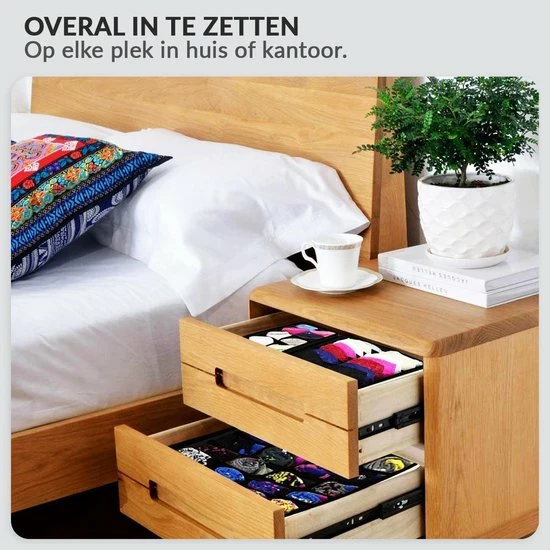 Buxibo Kleding Opbergbox Set - Opvouwbare Kastlade Verdeler / Onder Bed Organizer Opberger - BH/Sokken/Ondergoed - Opbergsysteem Met Vakken - 4 Stuks - Zwart 7 Buxibo Kleding Opbergbox Set - Opvouwbare Kastlade Verdeler / Onder Bed Organizer Opberger - BH/Sokken/Ondergoed - Opbergsysteem Met Vakken - 4 Stuks - Zwart - Afbeelding 5