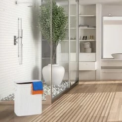 Relaxdays Bamboe Wasmand Met Deksel - 2 Vakken - 70 L - Wit -Lesser & Pavey-winkel 550x550 823