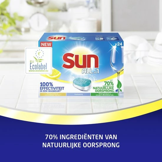 Sun All-In-1 Citroen Vaatwastabletten - 7 X 24 Tabletten - Voordeelverpakking 9 Sun All-In-1 Citroen Vaatwastabletten - 7 X 24 Tabletten - Voordeelverpakking - Afbeelding 7