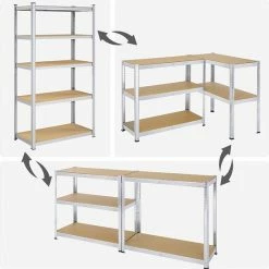 IN-HOMEXL IN.HOMEXL - Amato Set Van 2 - Stellingkast - Opbergrek - 5 Planken - 875 Kg Draagkracht - 200x100x50 Cm - Metaal/MDF - RVS - Grijs 19 IN-HOMEXL IN.HOMEXL - Amato Set Van 2 - Stellingkast - Opbergrek - 5 Planken - 875 Kg Draagkracht - 200x100x50 Cm - Metaal/MDF - RVS - Grijs -Lesser & Pavey-winkel 550x553 8