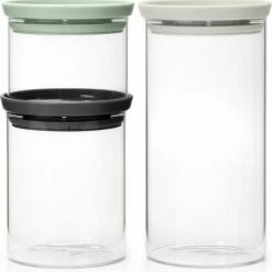 Brabantia Voorraadpotten - Stapelbaar - 0,3 0,6 & 1,1 L - Glas