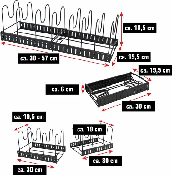 Maklik Telescopische Organizer Voor Pannen - 8 Vakken - 30-57cm Verstelbaar Legbord Voor Lade 12 Maklik Telescopische Organizer Voor Pannen - 8 Vakken - 30-57cm Verstelbaar Legbord Voor Lade - Afbeelding 10