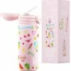 IZY Bottles - Pastel Roze Zomer | 350 ML | Kinderen | Thermosfles | Drinkfles | Waterfles | Schoolfles | Isoleerfles | Beker | Schoolbeker | Drinkbeker | Koud | Warm | Fles | Kinder | Back To School | 350ml