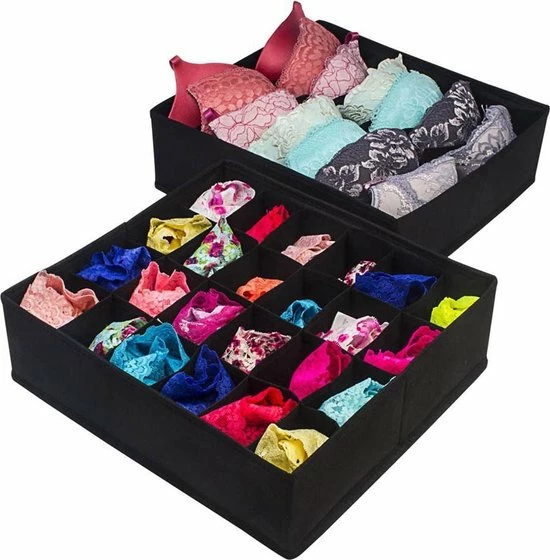 Buxibo Kleding Opbergbox Set - Opvouwbare Kastlade Verdeler / Onder Bed Organizer Opberger - BH/Sokken/Ondergoed - Opbergsysteem Met Vakken - 4 Stuks - Zwart 12 Buxibo Kleding Opbergbox Set - Opvouwbare Kastlade Verdeler / Onder Bed Organizer Opberger - BH/Sokken/Ondergoed - Opbergsysteem Met Vakken - 4 Stuks - Zwart - Afbeelding 10