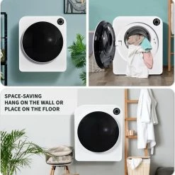 YJZQ Geventileerde Droger Wasdroger -roestvrijstalen Droger 3 Kg -830 W Wit Drievoudig Filter -5 Programma's Wit Oververhittingsbeveiliging-Wandmontage-Energieklasse C -Lesser & Pavey-winkel 550x560