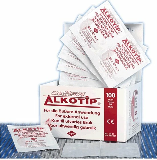 Alkotip Alcoholdoekjes 90x110mm, 100 Stuks 6 Alkotip Alcoholdoekjes 90x110mm, 100 Stuks - Afbeelding 4