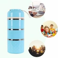 Evolize Bento Lunchbox In Japanse Stijl - Bento Lunch Box - 6 Compartimenten - Lekvrij - BPA-vrij - Milieuvriendelijk RVS - 1650ml - Blauw -Lesser & Pavey-winkel 550x567 2