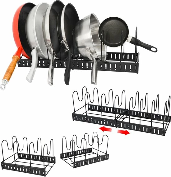 Maklik Telescopische Organizer Voor Pannen - 8 Vakken - 30-57cm Verstelbaar Legbord Voor Lade 3 Maklik Telescopische Organizer Voor Pannen - 8 Vakken - 30-57cm Verstelbaar Legbord Voor Lade