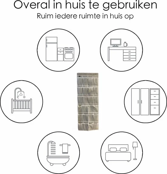 Flokoo Schoenenkast Hangend - Schoenenzak 24 Vakken - Opbergen Van Schoenen Aan Deur - Schoenenzak Grijs - Oplossing Voor Rondslingerende Schoenen - Hoogwaardige Schoenenkast 6 Flokoo Schoenenkast Hangend - Schoenenzak 24 Vakken - Opbergen Van Schoenen Aan Deur - Schoenenzak Grijs - Oplossing Voor Rondslingerende Schoenen - Hoogwaardige Schoenenkast - Afbeelding 4