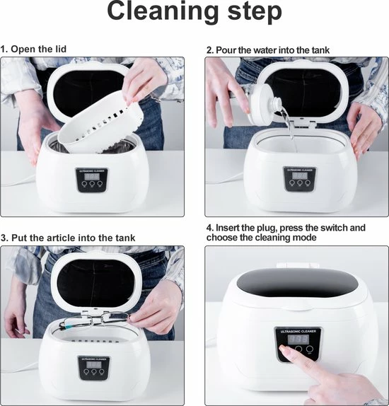 UTEN - Ultrasone Reiniger 600ml - Ultrasoon Reiniger Sieraden - 43khz Frequentie Ultrasoon Reinigingsapparaat - 5 Tijdsmodi - Met Automatische Stop (voor Brillen Sieraden Horloges Kunstgebit Ringen) 5 UTEN - Ultrasone Reiniger 600ml - Ultrasoon Reiniger Sieraden - 43khz Frequentie Ultrasoon Reinigingsapparaat - 5 Tijdsmodi - Met Automatische Stop (voor Brillen Sieraden Horloges Kunstgebit Ringen) - Afbeelding 3