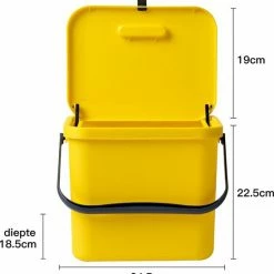 Homra Wall-up Prullenbak – Inbouwprullenbak 8L Inhoud – GFT Bakje - Werkblad Afvalemmer - Geel -Lesser & Pavey-winkel 550x578 2