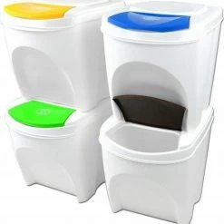 Prosperplast Set Van 4x Kunststof Afvalscheidingsbakken Wit Van 25 Liter - Scheidingsprullenbakken 15 Prosperplast Set Van 4x Kunststof Afvalscheidingsbakken Wit Van 25 Liter - Scheidingsprullenbakken -Lesser & Pavey-winkel 550x581
