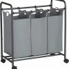 Acaza Mobiele Wassorteerder Met 3 Vakken - Op Wielen - 132 L (3 X 44 Liter) - Grijs