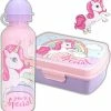 KliederZ Broodtrommel + Drinkfles Unicorn | Lunchbox Voor Kinderen | Eenhoorn Roze LS03a