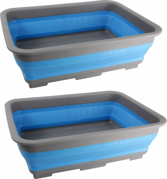 Trendo 1x Grijs/blauwe Opvouwbare Afwasbak 37 X 28 Cm - Keukenbenodigdheden - Afwassen - Afwasbakken/afwasteilen/afdruiprekken Opvouwbaar 4 Trendo 1x Grijs/blauwe Opvouwbare Afwasbak 37 X 28 Cm - Keukenbenodigdheden - Afwassen - Afwasbakken/afwasteilen/afdruiprekken Opvouwbaar - Afbeelding 2