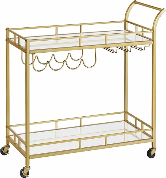 UA Furniture Serveerwagen, Keukentrolley, Glashouder, 2 Spiegelglazen Planken, Barwagen, Wijnwagen, Voor Keuken, Eetkamer, Bar, Goudkleurig 3 UA Furniture Serveerwagen, Keukentrolley, Glashouder, 2 Spiegelglazen Planken, Barwagen, Wijnwagen, Voor Keuken, Eetkamer, Bar, Goudkleurig