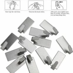 Merkloos Wandhaak (12 Stuks) - Zelfklevende RVS Wandhaken - Keukenhaken - Badkamerhaken - Muurhaken -Lesser & Pavey-winkel 550x603 4