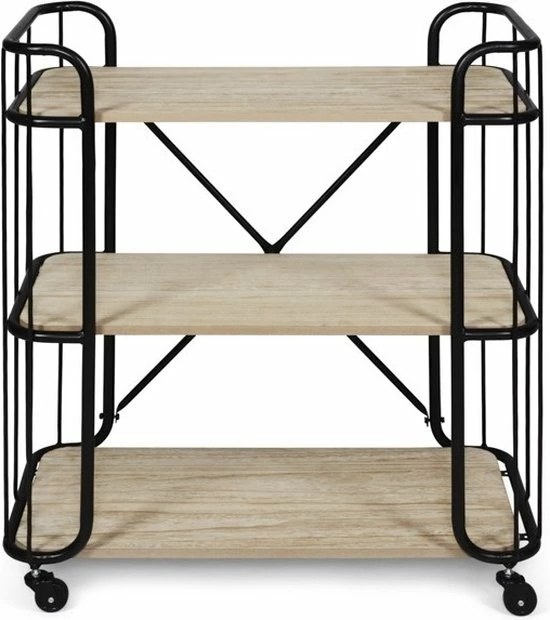 Lifa-Living LIFA LIVING Industriële Bakkerskast - Serveerwagen Op Wielen - Opbergkast - Zwart - Metaal & Hout - 80 X 41 X 93 Cm 6 Lifa-Living LIFA LIVING Industriële Bakkerskast - Serveerwagen Op Wielen - Opbergkast - Zwart - Metaal & Hout - 80 X 41 X 93 Cm - Afbeelding 4