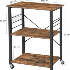 IN-HOMEXL IN.HOMEXL Durbin - Keukentrolley - Keukentrolley Op Wieltjes - Multifunctionelle Trolley - Keukentrolley Met Lades – Rolkast – Serveerwagen – Bruin 60 X 40 X 89cm -Lesser & Pavey-winkel 550x622 2