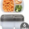 Lock&Lock Meal Prep Bakjes - Diepvriesbakjes - Vershoudbakjes Set Met Deksel - Magnetron Bakjes - Met 3 Compartimenten - Stevig En Herbruikbaar - BPA Vrij - Set Van 6 Stuks - 965ml -Lesser & Pavey-winkel 550x629